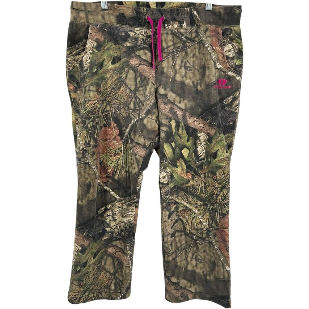 VTG y2k Women's Camo Mossy Oak Break-Up Country Wide Leg Fleece Sweatpants Sz L